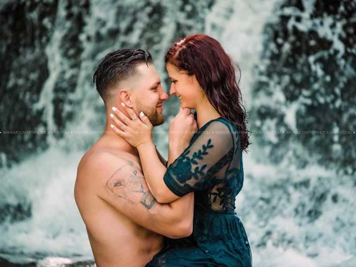 By the time they got to the waterfall, McCaffry said it was like photographing a "totally different couple."