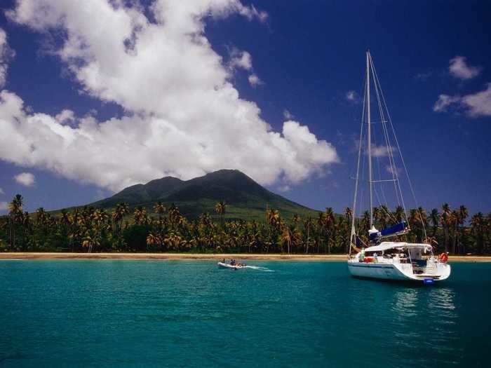 Head to the volcanic island of Nevis for its peaceful atmosphere.