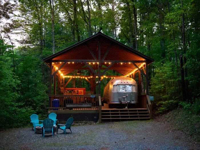 Airstream on a seven-acre farm in Ellijay, Georgia, $125