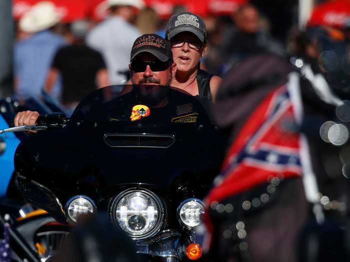 Confederate flags have been targeted and removed during the ongoing "racial reckoning" and related anti-racism protests around the US.  But they were plentiful at the Sturgis Rally.