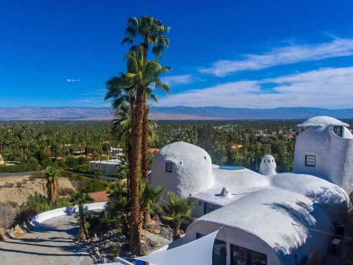 Known as The Santorini House, it looks out over Palm Springs from a hilltop about two hours east of Los Angeles.