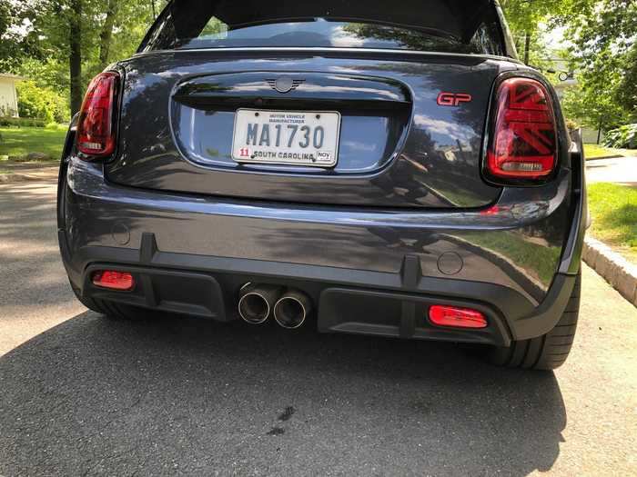 The dual exhaust pipes signal that this MINI means business.