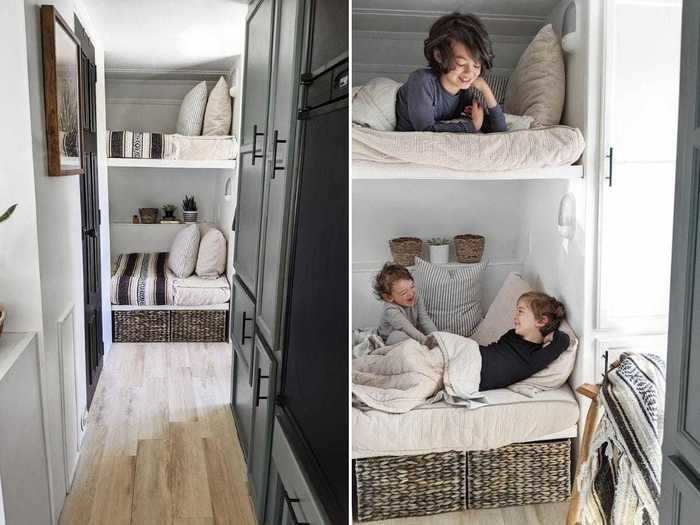 The camper also features bunk beds.