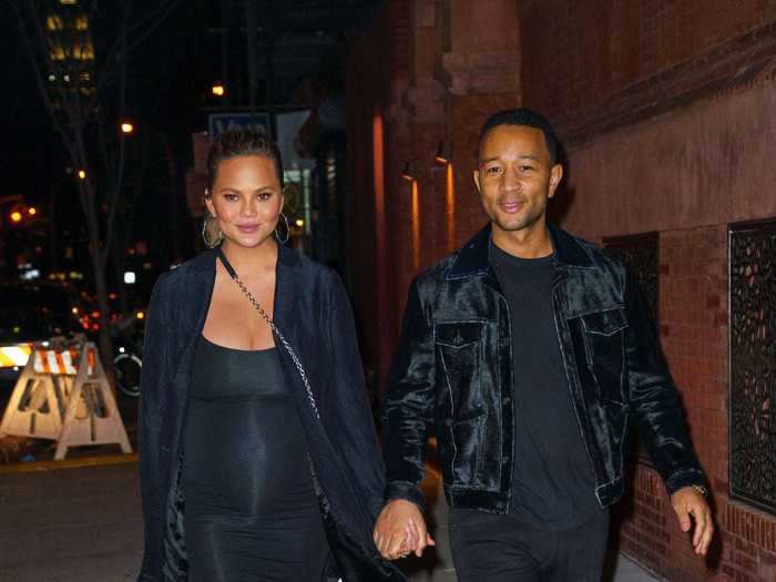 On a night out with Legend, Teigen wore a little black dress with knee-high boots.