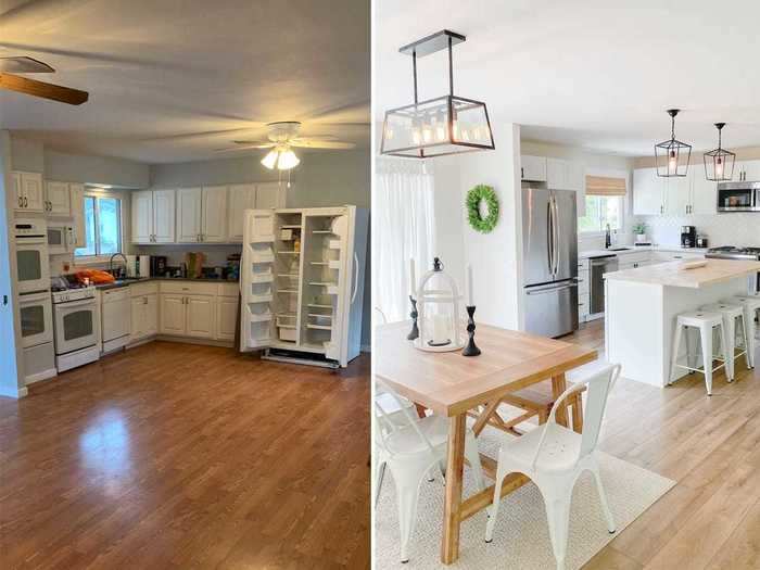 Removing those walls allowed the couple to have an open flow between their kitchen, living room, and dining room.