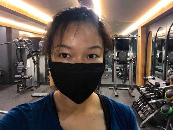 I can usually run around a mile to a mile and a half without a mask on. This takes 10-15 minutes, and I don