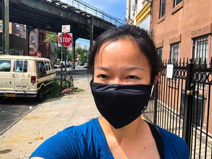 Outside in direct sunlight and 90+ degree weather, the thick black mask stayed surprisingly cool and breathable. However, I could feel the moisture from my breath building up inside the mask.