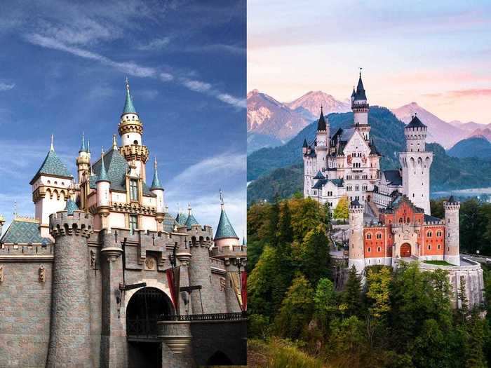 Neuschwanstein Castle in Schwangau, Germany, is often noted as being the inspiration for the landmark castle that serves as a gateway to Disneyland