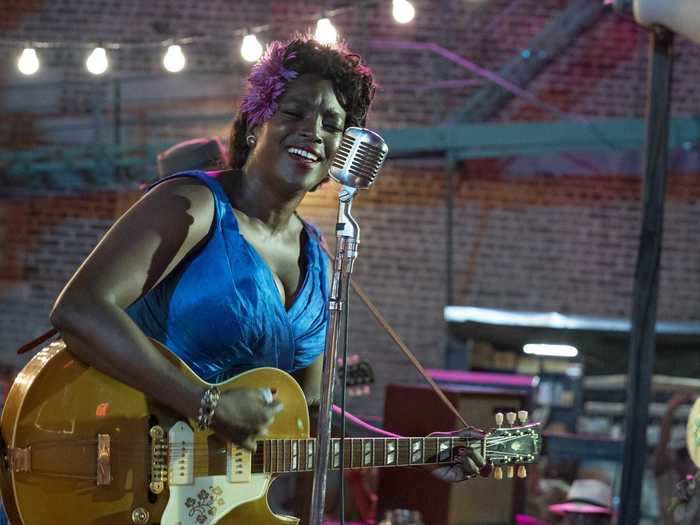 During the block party later that night, Ruby covers "I Want a Tall Skinny Papa" by Sister Rosetta Tharpe.