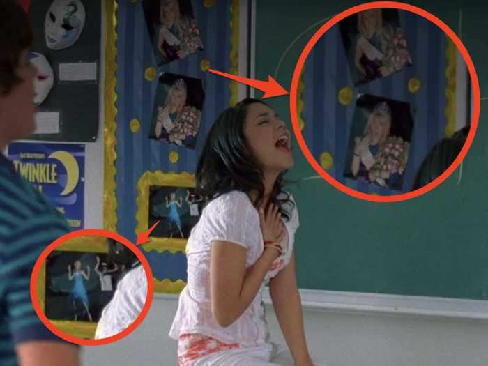 In the same display, there are photos of Sharpay in a crown and a scene from the first movie.