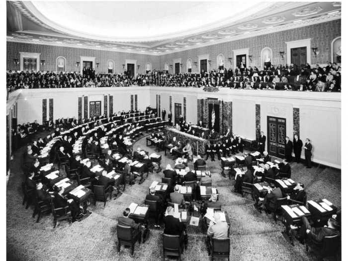 Like the House of Representatives, the Senate chamber was remodeled from 1949 to 1950.