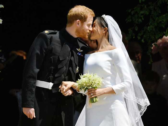 Meghan Markle carried a bouquet of flowers that included forget-me-nots on her wedding day.