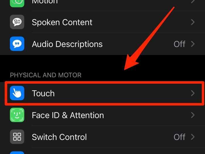 Then, tap "Touch."
