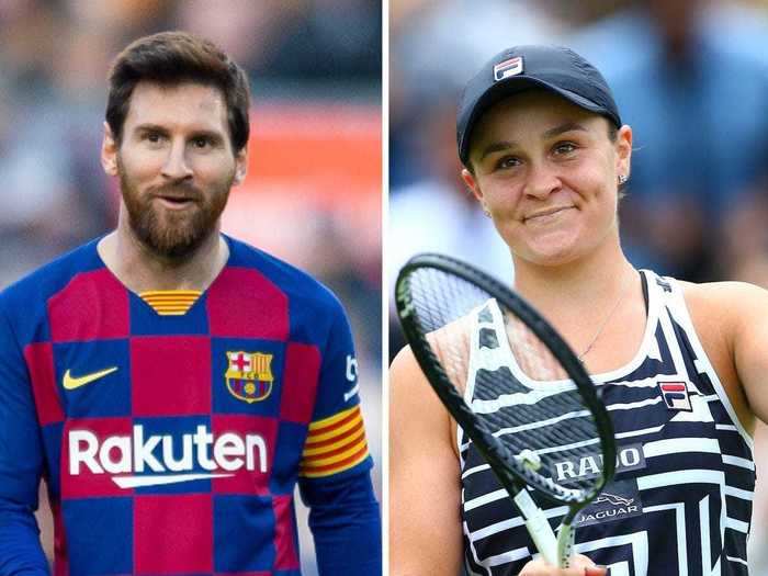 3. Lionel Messi and Ashleigh Barty — $90.9 million difference in total earnings