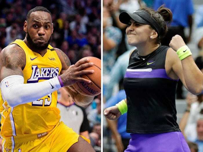 5. LeBron James and Bianca Andreescu — $79.3 million difference in total earnings