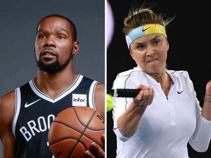 7. Kevin Durant and Elina Svitolina — $57.5 million difference in total earnings