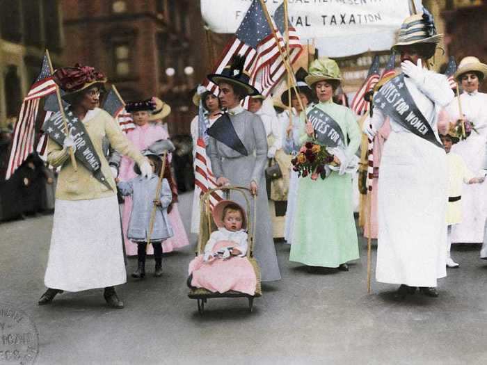 Suffragettes held a parade in New York City on May 6, 1912.