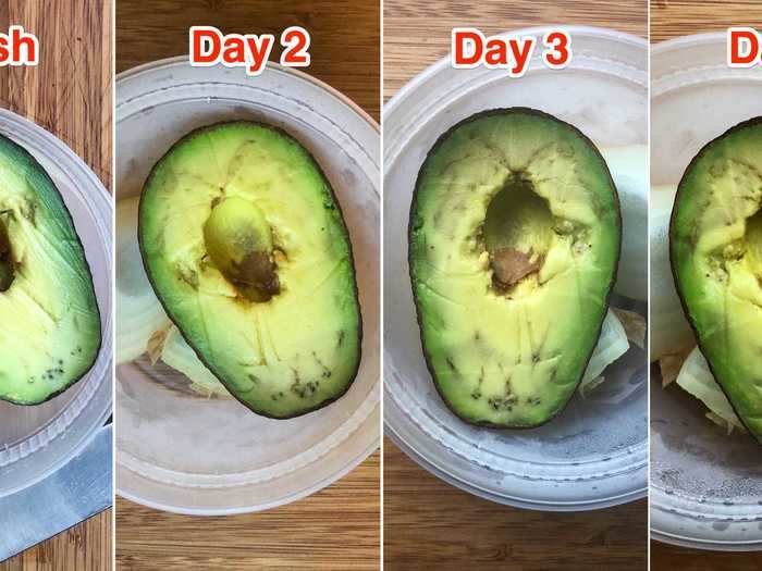 Storing the avocado in a sealed container with a cut onion takes the No. 4 spot, as it kept the fruit green but added an onion flavor.