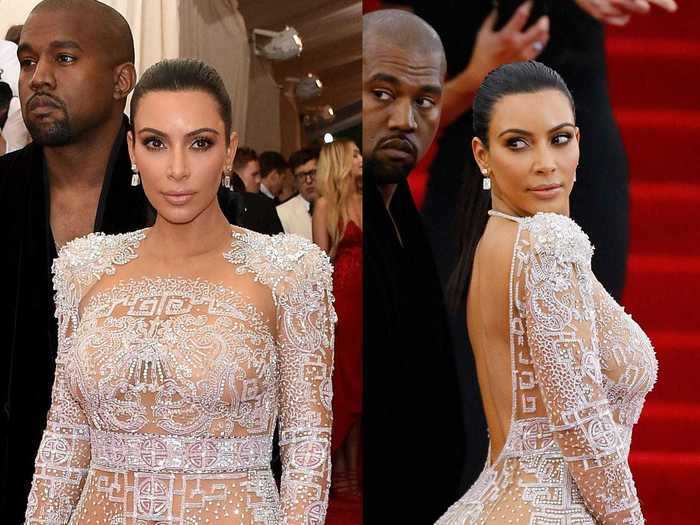 That same evening, Kim Kardashian West wore a glittering silver gown that left little to the imagination.