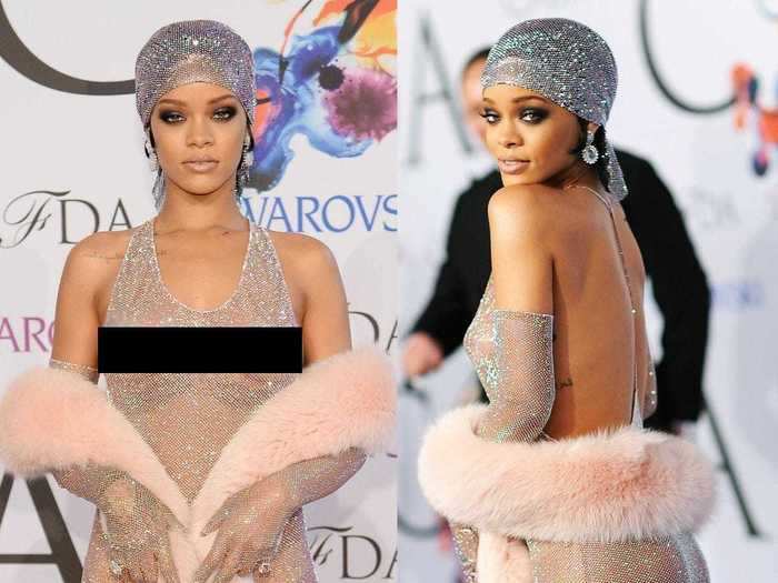 Rihanna really took the "naked" concept to a new level at the 2014 CFDA awards.