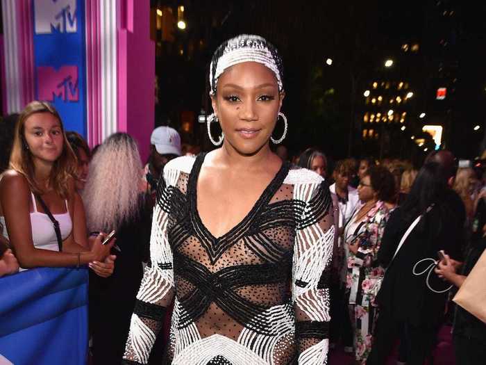 Tiffany Haddish also wore a see-through look on the VMAs red carpet.