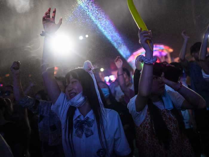 Revelers partied at a music festival in Wuhan on August 4.