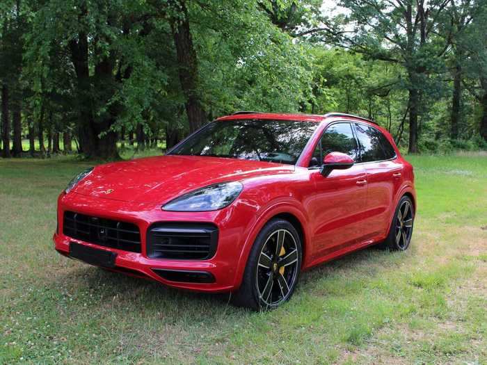 Moving right along, we have the indomitable Porsche Cayenne GTS. My 2020 tester wore a glorious Carmine Red paint job, a $3,150 extra. The SUV started at $107,300, but a long list of options raised the sticker to $167,070.