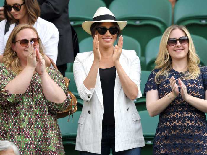 Markle caused a stir with her 2019 Wimbledon outfit, which included jeans and a hat.