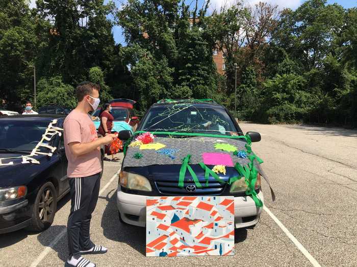 Others covered their vehicles in wrapping paper and ribbons.