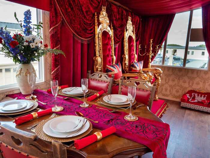 The small dining room table is ideal for replicating royal meals.