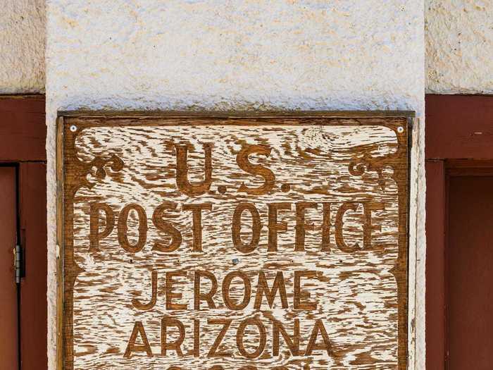 The old Jerome post office is a crumbling structure full of broken glass and caved-in ceilings.