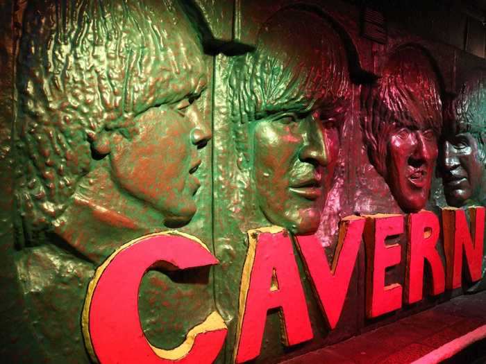 You walk through a corridor featuring this huge wall carving of the Beatles to get there.