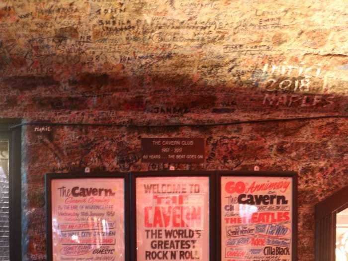 The walls are covered with Beatles memorabilia from decades past, as well as gig posters from other artists.