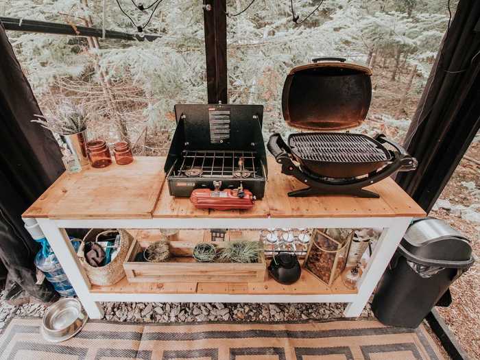 The gazebo also has a small grill station.