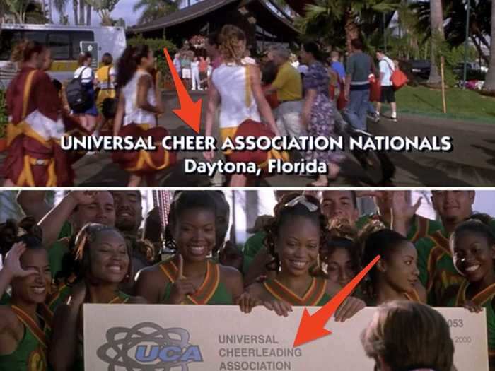 The name of the cheer association changes slightly throughout the film.