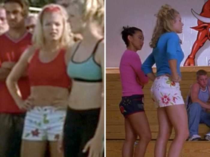 Courtney wears the same shorts in two different scenes.