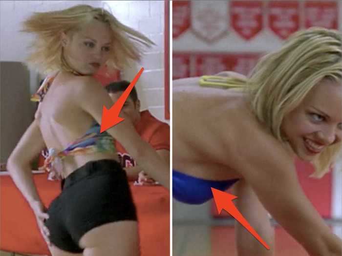 One girl loses her shirt during cheerleading tryouts.