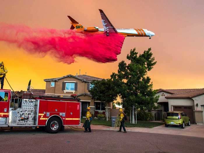 All the jets – large and small – often have to fly very low to effectively drop their payload and frequently find themselves less than 500 feet above the ground when doing so.