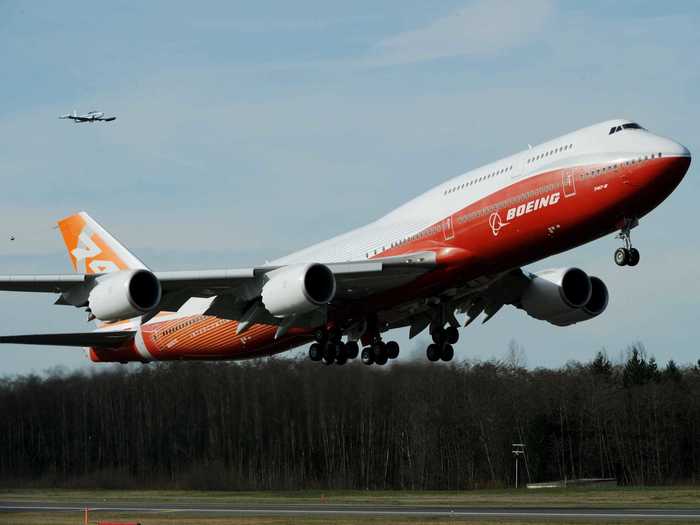 The casual observer might even confuse its red and white colors for the Boeing house livery found on its Boeing 747-8i during testing.