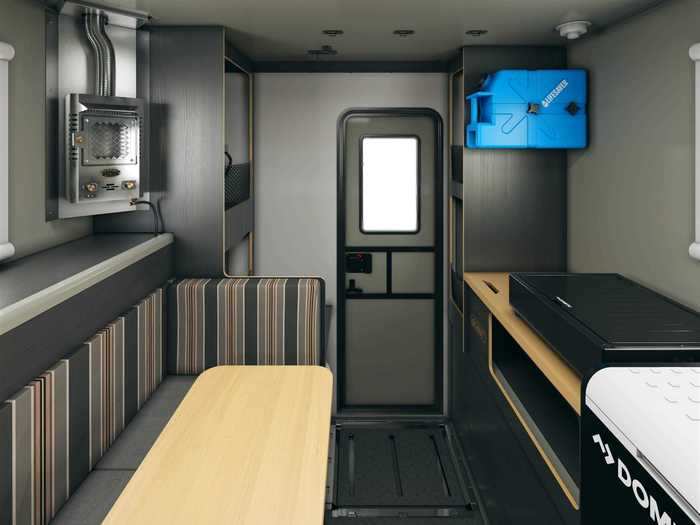 To sleep additional people, the convertible dinette lounge can turn into two single beds.