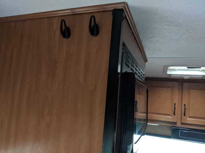 My biggest gripe, however, was that the RV only had four hooks for towels and coats, and not a single mirror anywhere.