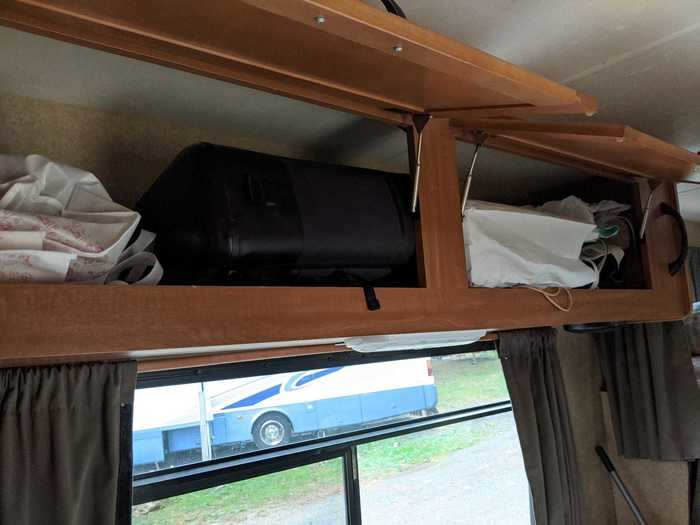 While there were cabinets for storage around the top of the RV ...