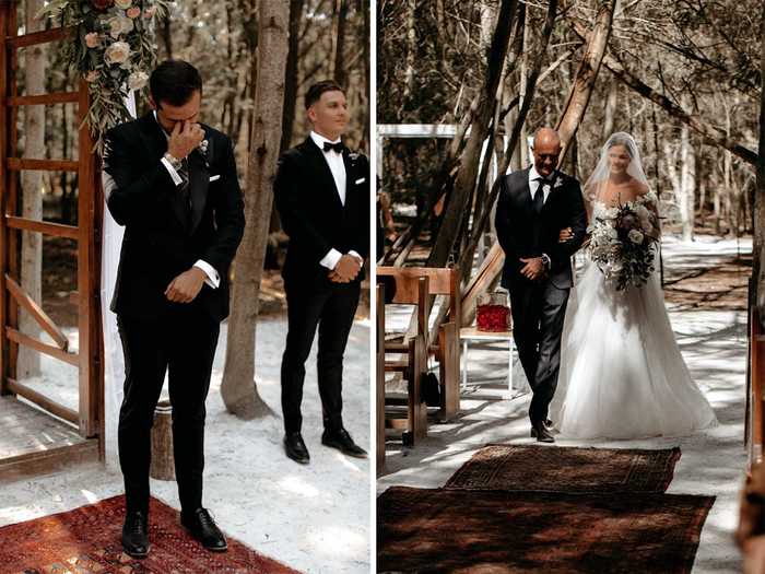 Calvin cried when he first saw Helena in her wedding dress.