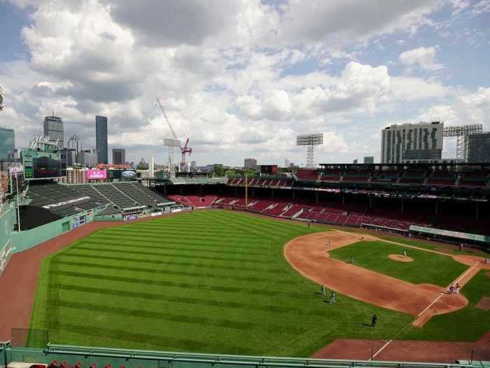 The stands of Fenway Park now sit empty.