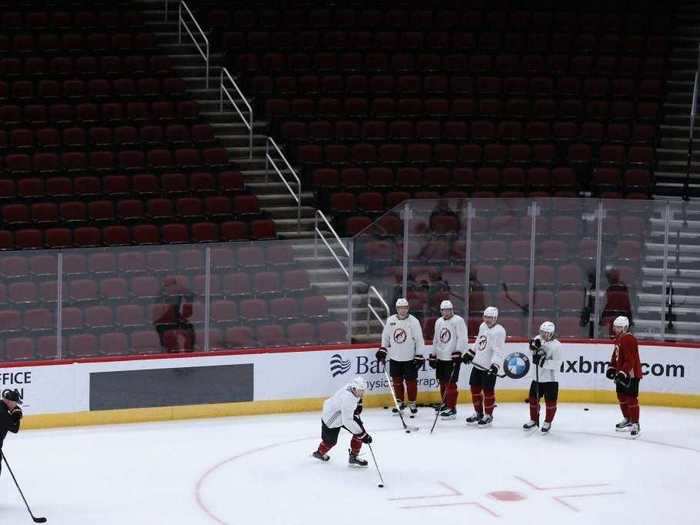 The Arizona Coyotes have resumed their season after games were suspended in mid-March and have been practicing in their home arena.