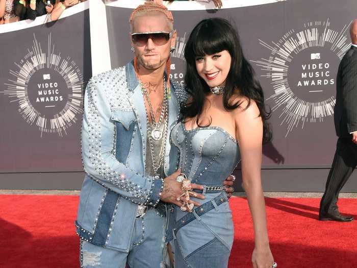 Katy Perry and Riff Raff channeled Britney Spears and Justin Timberlake in the all-denim outfits they wore in 2014.