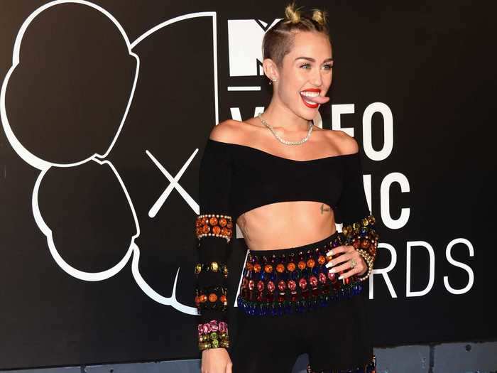 But Miley Cyrus really stole the show by arriving in this bejeweled ensemble.