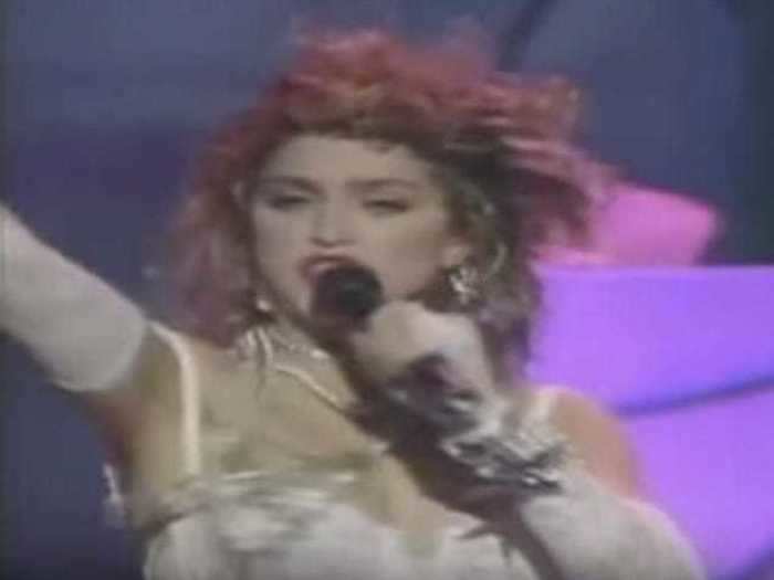 2. Madonna danced on a cake and rolled around on the ground performing "Like a Virgin" at the first VMAs.