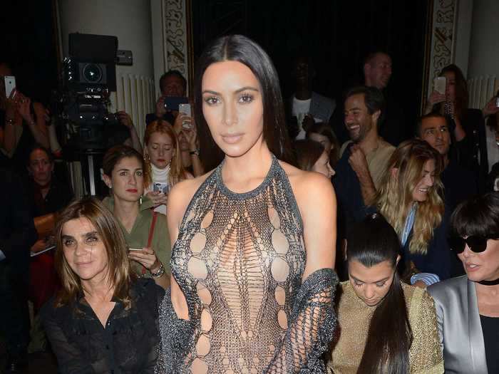 Kardashian West wore a Balmain knit dress during the brand