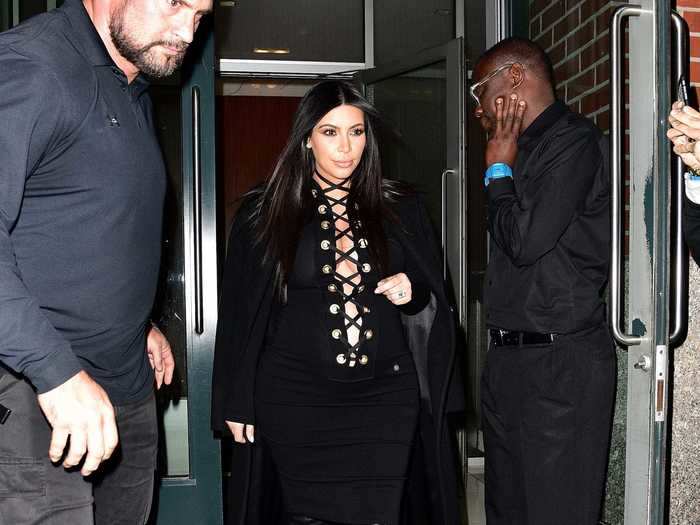 In 2015, the reality star showed off her growing baby bump in a Givenchy dress with a plunging lace-up neckline.